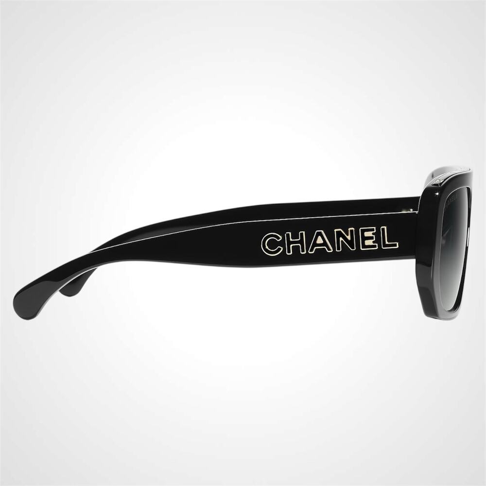 New CHANEL Sunglasses Black Shield Writing On Top 2026 Collection - Picture 3 of 5